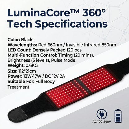 LuminaCore™ 360° Red Light Belt [Fades Stretch Marks & Revitalizes Skin]